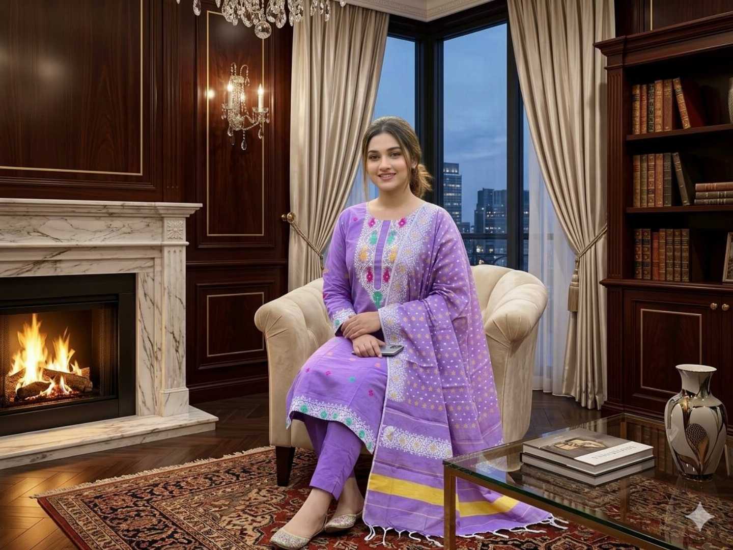 ফুল,গলা,জামদানী,থ্রি,পিছ
