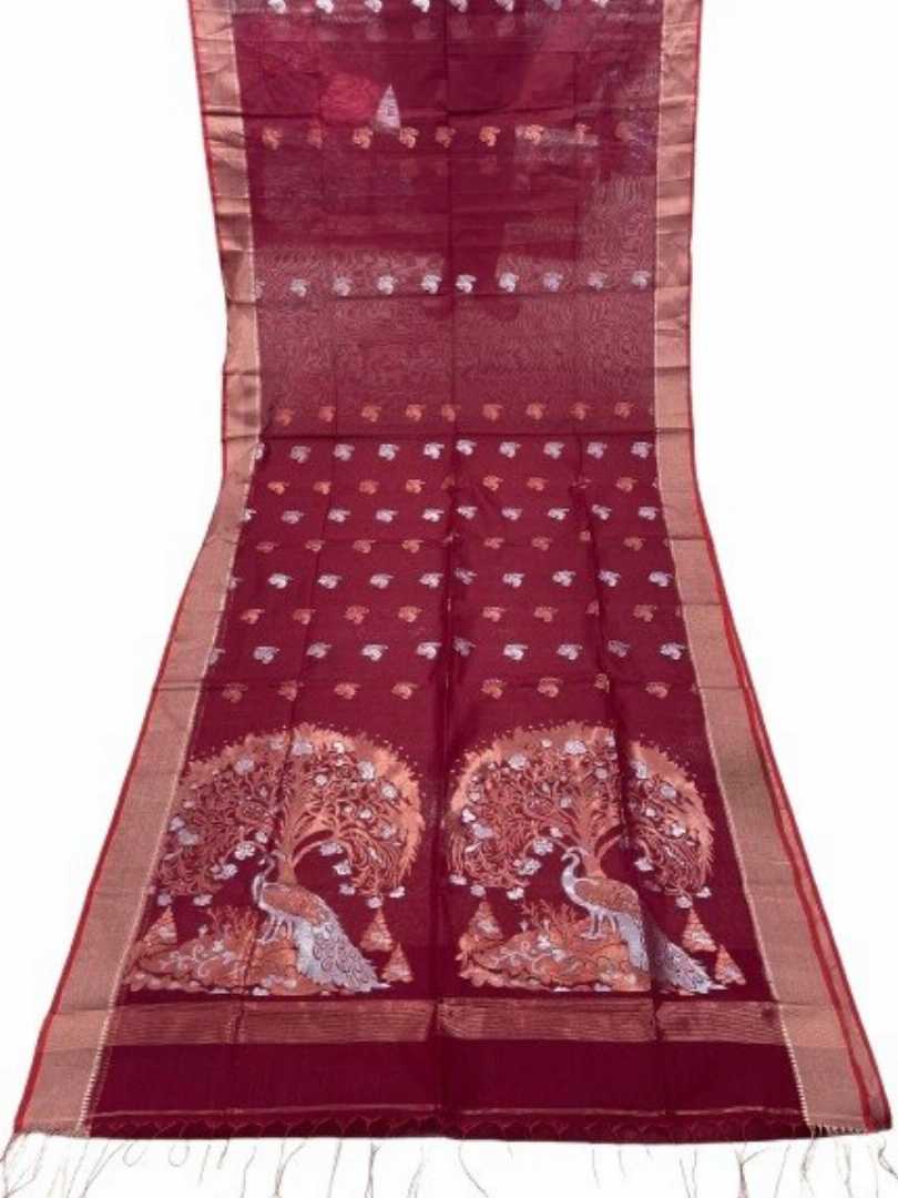ইন্ডিয়ান,কপার,সিল্ক,ময়ূর,জামদানী,শাড়ী,ব্লাউজপিছ,সহ