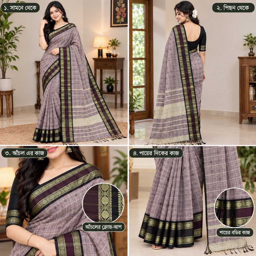 গাদোয়াল,আড়ং,কটন,সুতি,শাড়ি,ব্লাউজপিছ,সহ